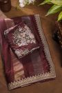 Fancy Kora Dark Maroon Saree