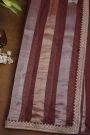 Fancy Kora Dark Maroon Saree