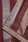 Fancy Kora Dark Maroon Saree