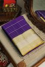 Kancheepuram Silk Purple Saree CHecks Body And Yellow Border