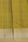 Kancheepuram Silk Purple Saree CHecks Body And Yellow Border