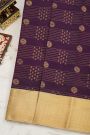 Kancheepuram Silk Purple Saree With Checks Body Pastel Border