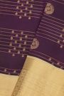 Kancheepuram Silk Purple Saree With Checks Body Pastel Border