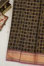 Kancheepuram Silk Wine Saree Checks Body Contrast Border