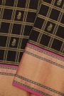 Kancheepuram Silk Wine Saree Checks Body Contrast Border