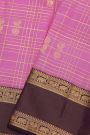 Kancheepuram Silk Light Pink Saree With Checks Body Gap Border