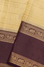 Kancheepuram Silk Yellow Colour Saree With Zari Checks And Gap Border