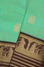 Kancheepuram Silk Sea Green Saree With Checks Body Traditional Border