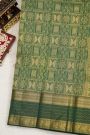Kancheepuram Silk Pink Saree Checks Body Green Border