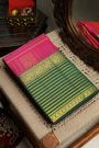 Kancheepuram Silk Pink Saree Checks Body Zari Lines Border