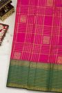 Kancheepuram Silk Pink Saree Checks Body Zari Lines Border