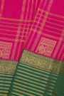Kancheepuram Silk Pink Saree Checks Body Zari Lines Border