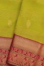 Kancheepuram Silk Mehendi Green Saree With Zari Lines Body Red Border