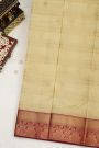 Kancheepuram Silk Off White Colour Saree With Zari Lines Body Contrast Border