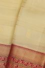 Kancheepuram Silk Off White Colour Saree With Zari Lines Body Contrast Border