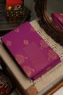 Kancheepuram Silk Purple Saree Floral Lines Body Open Border