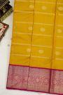 Kancheepuram Silk Mustard Saree With Zari Lines Body Contrast Border
