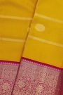 Kancheepuram Silk Mustard Saree With Zari Lines Body Contrast Border