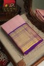 Kancheepuram Silk Baby Pink Saree Zari Checks Body Contrast Border