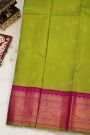 Kancheepuram Silk Parrot Green Saree With Zari Lines Contrast Border