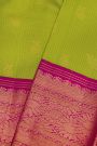 Kancheepuram Silk Parrot Green Saree With Zari Lines Contrast Border