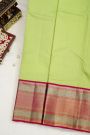 Kancheepuram Silk Light Green Saree With Zari Lines Checks Body Contrast Border