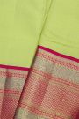 Kancheepuram Silk Light Green Saree With Zari Lines Checks Body Contrast Border