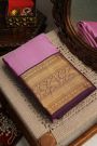Kancheepuram Silk Pink Saree Zari Lines Body Contrast Border