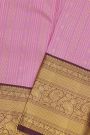 Kancheepuram Silk Pink Saree Zari Lines Body Contrast Border