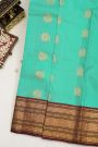 Kancheepuram Silk Sea Green Saree With Zari Lines Body Peacocks Traditional Border