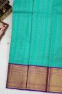 Kancheepuram Silk Sky Blue Saree With Zari Checks Body Contrast Border