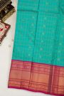 Kancheepuram Silk Sea Blue Saree Florals Body Contrast Border