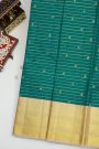 Kancheepuram Silk Teal Green Saree With Zari Buttis Body Contrast Border