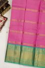 Kancheepuram Silk Pink Saree With Zari Lines Body Contrast Border