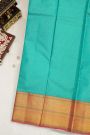 Kancheepuram Silk Sky Blue Saree With Zari Lines Body Contrast Border