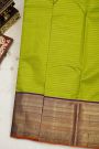 Kancheepuram Silk Parrot Green Saree With Zari Lines Body Contrast Border