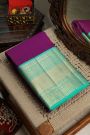 Kancheepuram Silk Purple Saree Zari Lines Body Contrast Border