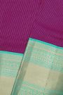 Kancheepuram Silk Purple Saree Zari Lines Body Contrast Border