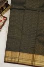Kancheepruam Silk Black Colour Saree With Zari Checks Body Traditional Gap Border