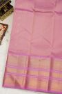 Kancheepuram Silk Lavender Saree With Zari Checks Body Self Border