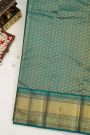 Kancheepuram Silk Teal Blue Saree With Zari Checks Body Self Border