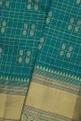 Kancheepuram Silk Teal Blue Saree With Zari Checks Body Self Border