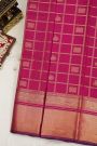 Kancheepuram Silk Magenta Saree With Zari Checks Body Self Border