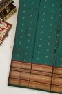 Kancheepuram Silk Bottle Green Saree With Zari Lines Body Traditional Border