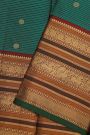 Kancheepuram Silk Bottle Green Saree With Zari Lines Body Traditional Border