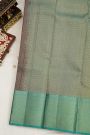 Kancheepuram Silk Navy Blue Saree With Floral Brocade Pallu