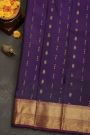 Kancheepuram Silk Purple Saree With Florals Body Self Kaddi Border