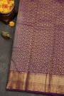 Kancheepuram Silk Purple Saree With Florals Body Self Kaddi Border