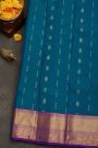 Kanchipuram Silk Royal Blue Saree With Peacock Buttis Body Kaddi Border