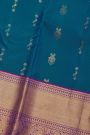 Kanchipuram Silk Royal Blue Saree With Peacock Buttis Body Kaddi Border